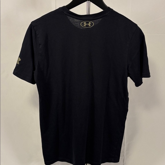 Under Armour Black Tee with Bold Orange Text Men’s Size Small - Picture 3 of 6